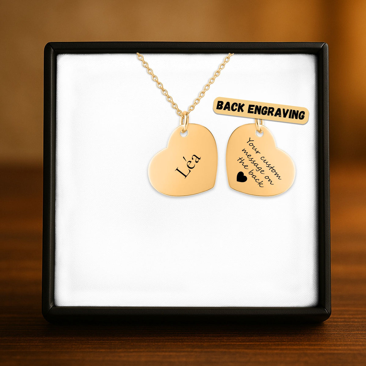 Collier cœur gravé