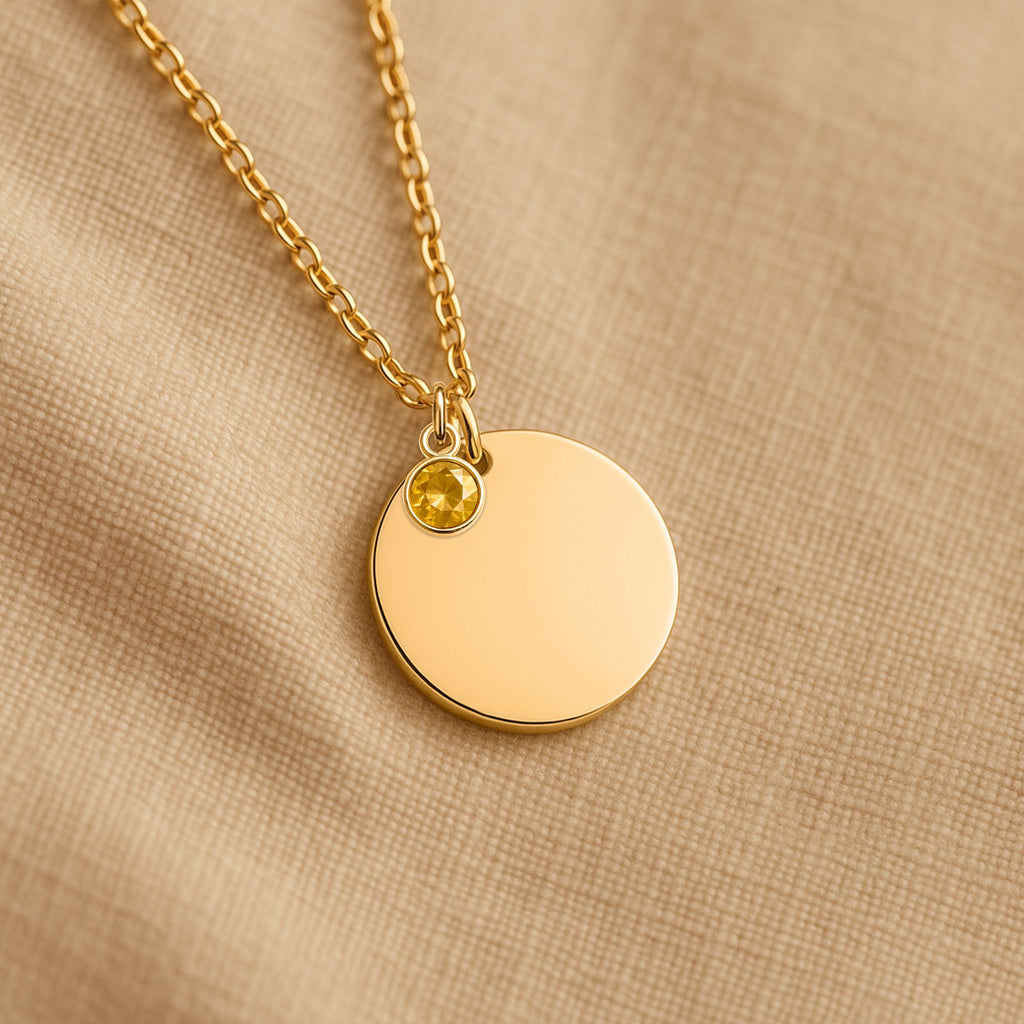 Collier médaille et pierre de naissance