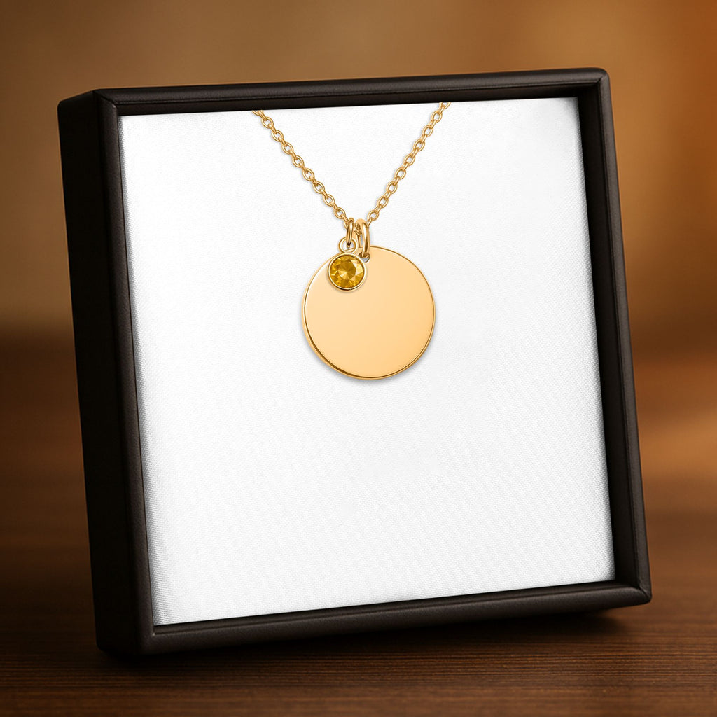 Collier médaille et pierre de naissance