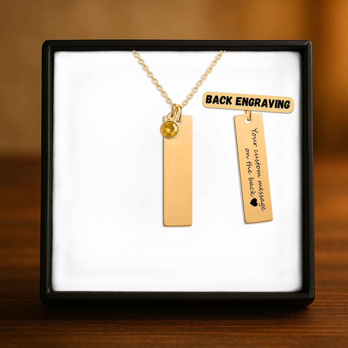 Collier barre verticale et pierre de naissance
