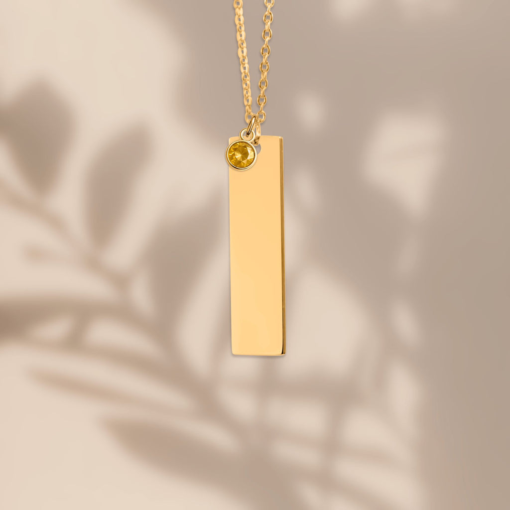 Collier barre verticale et pierre de naissance
