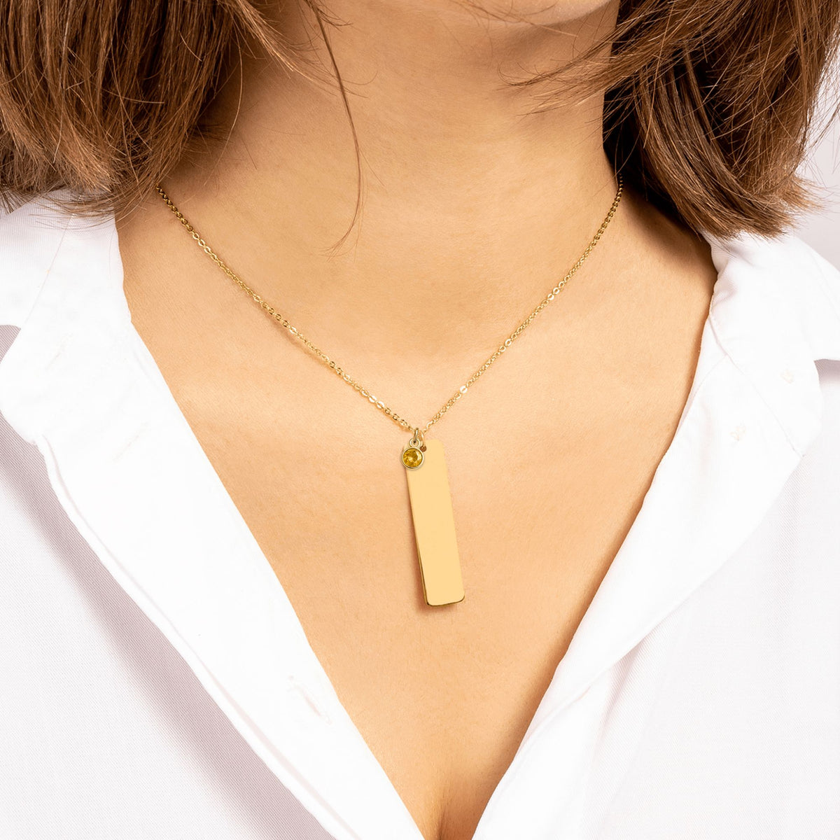 Collier barre verticale et pierre de naissance