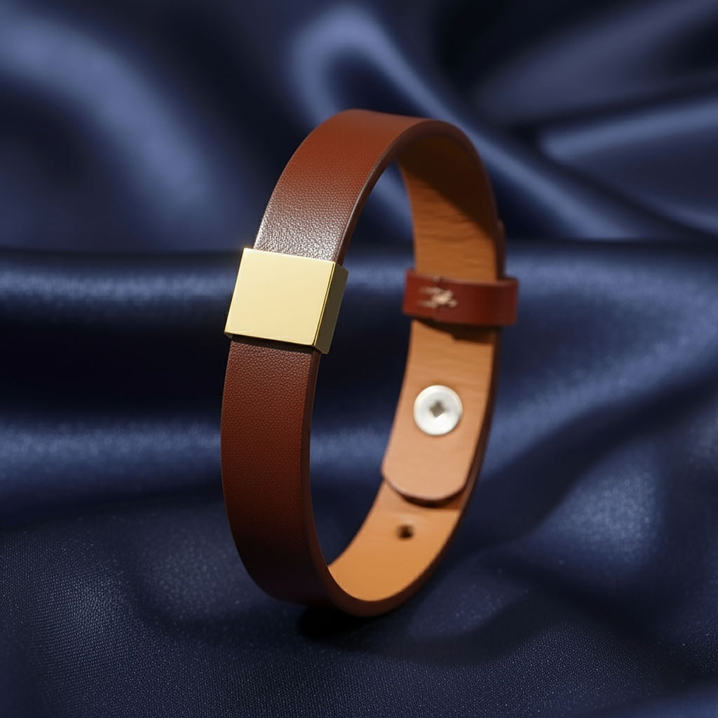 Bracelet homme en cuir gravé