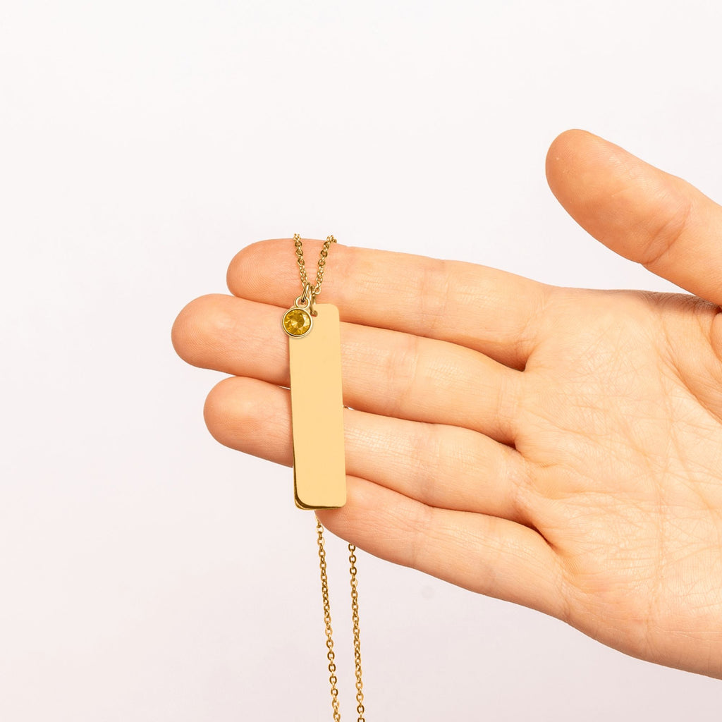 Collier barre verticale et pierre de naissance