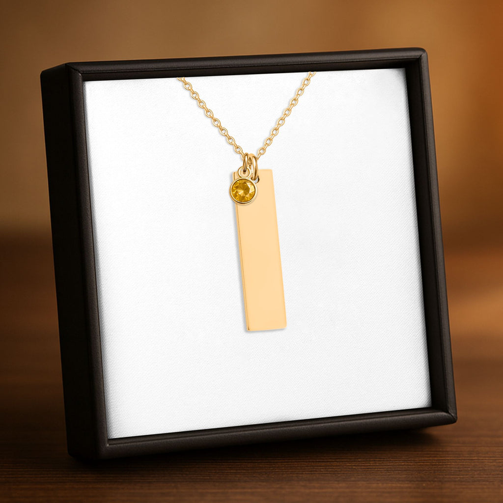 Collier barre verticale et pierre de naissance