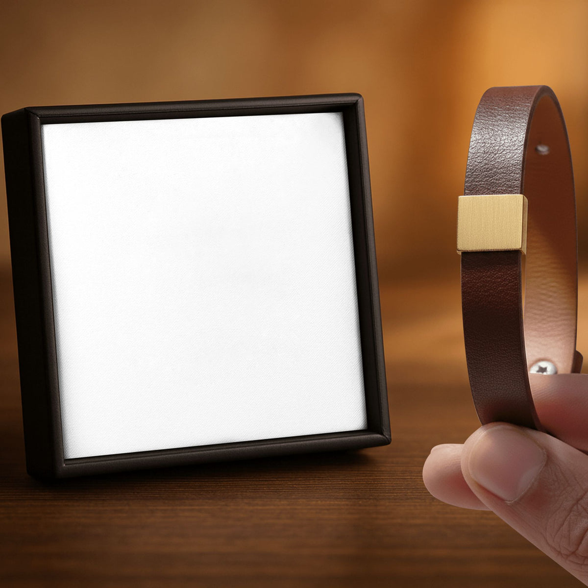 Bracelet homme en cuir gravé