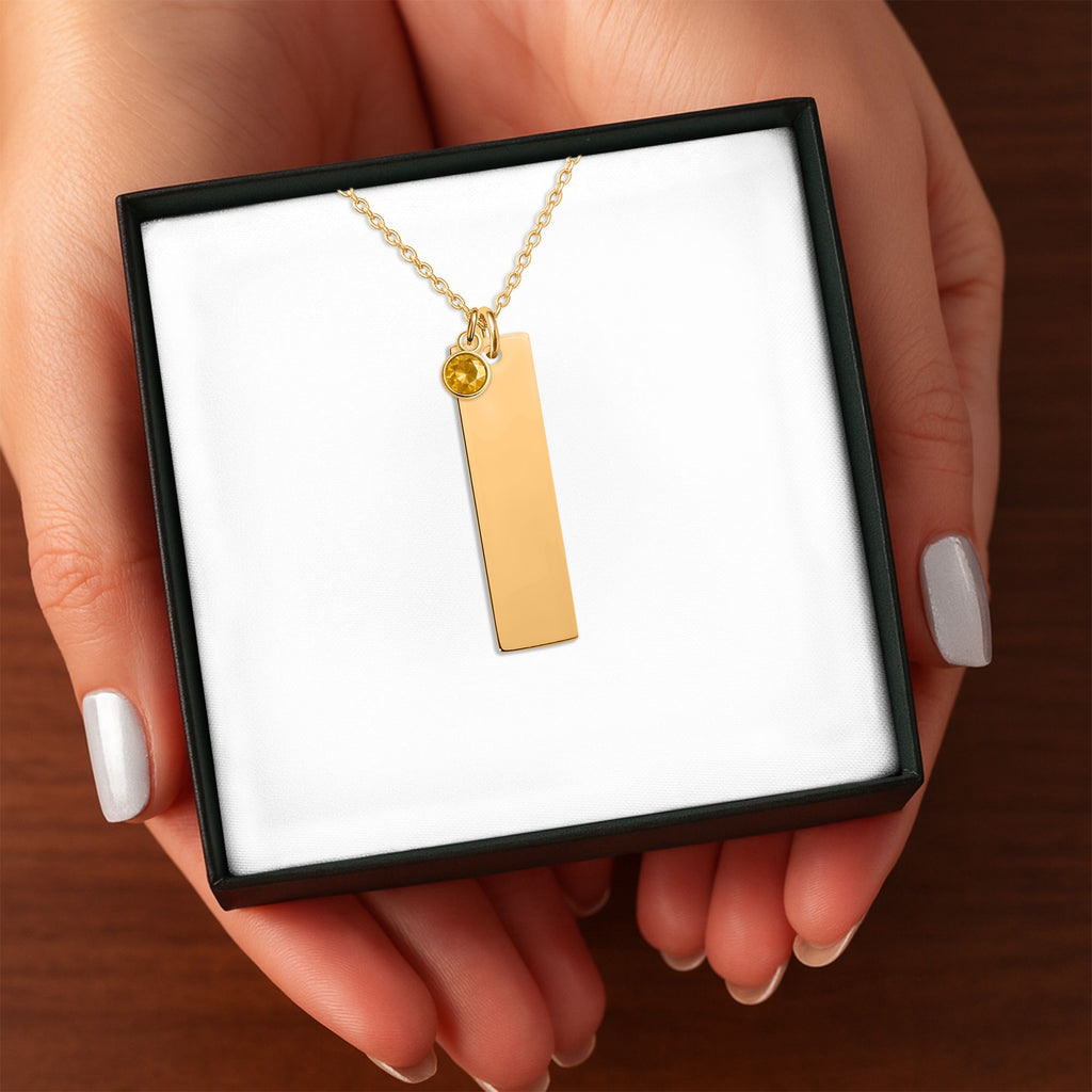 Collier barre verticale et pierre de naissance