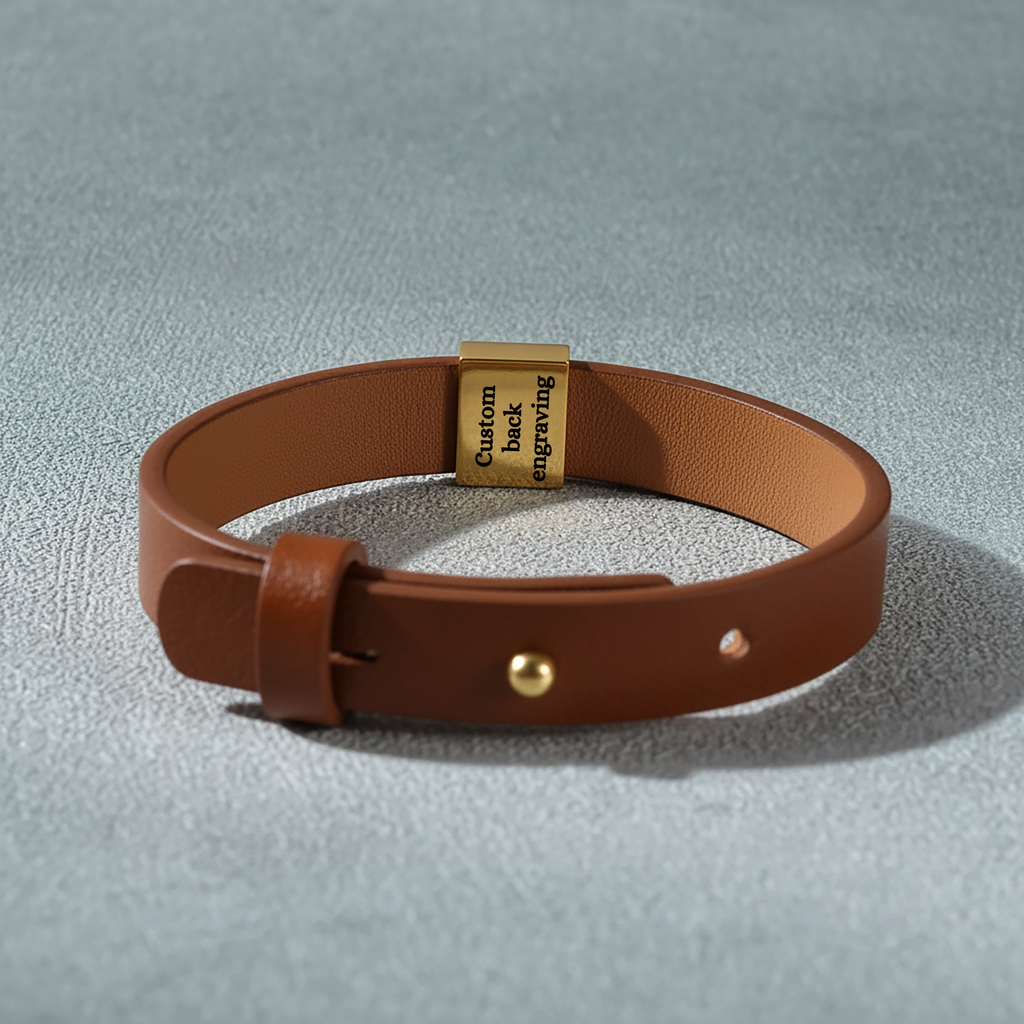 Bracelet homme en cuir gravé